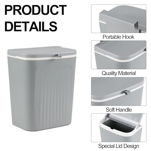 Caneca de Basura Plástica para Pared 12 L con Tapa miniatura 3