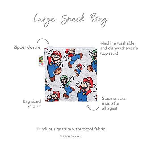 Bumkins Sandwich Bag / Snack Bag, Reusable Fabric, Washable, Food Safe, Bpa Free, 7X7 Â€“ Nintendo Mario/Luigi, Pack Of 1 #TOP4