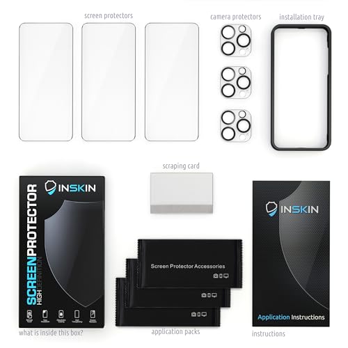 Inskin Tempered Glass Screen Protector for iPhone 15 Pro Max 6.7 inch [2023] - Ultimate 3+3 Bundle with Camera Lens Guard and Auto Alignment Tray - Ultra HD, Case Compatible by Inskin - Image 6