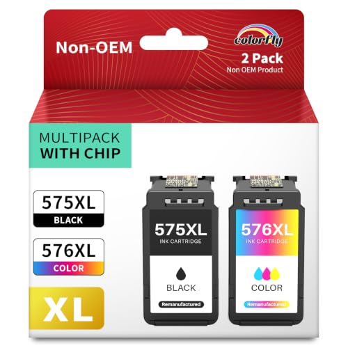 PG-575XL CL-576XL Druckerpatronen Compatible 575XL PG-575 XL Tintenpatronen Schwarz für Canon 575XL 575 XL 576 Druckerpatronen für Canon TS3550i TR4750i TR4751i TS3551i(2-Pack)