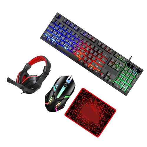 Tapis de Souris et Casque Stéréo avec Clavier Gaming Filaire Zerodeko pour Ordinateur de Bureau