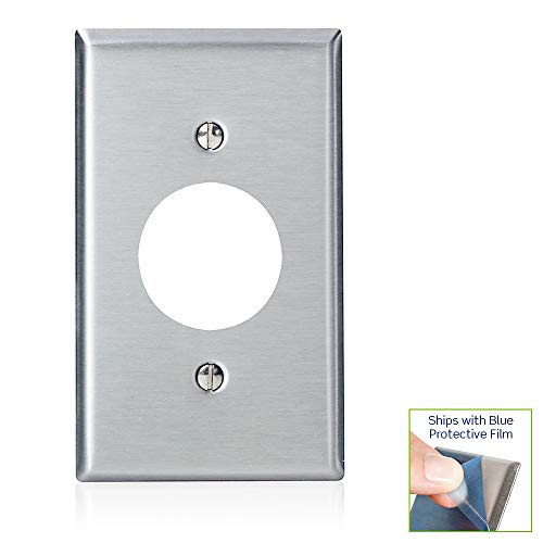 Leviton 84004-40 1-Gang, Single 1.406-Inch Hole Device Receptacle Wallplate, Standard Size, Device Mount, Stainless Steel #TOP1