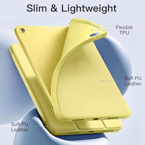 Image of ProElite Smart Case for iPad (A16) 11th /10th Generation (2025 /2022) [Auto Sleep /Wake Cover] [Left Side Pencil Holder] [Soft Flexible Case] Recoil Series - Yellow