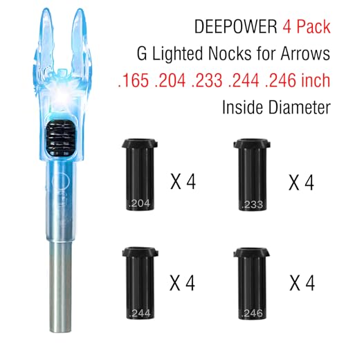 DEEPOWER 4/9 PCS G Lighted Nocks for Arrows .165 .204 .233 .244 .246 inch Inside Diameter with X,H,S,GT Bushings LED Lighted Nock and ON/Off Switch for Archrey Hunting by DEEPOWER - Used condition - Image 3