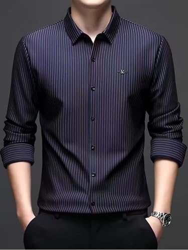 Image of Lymio Men Shirt || Striped Shirt for Man || Full Sleeve|| Premimum Casual Style (Royal)