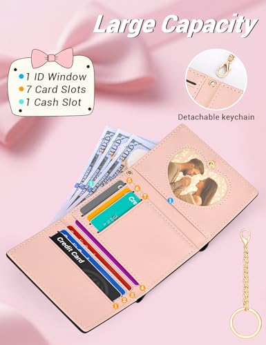 Image of BIAOTIE Coquette Bow Wallet for Women, Small Slim Trifold Womens Wallet with Key chain Cute Aesthetic Card Holder ID Window for Girl (Black)