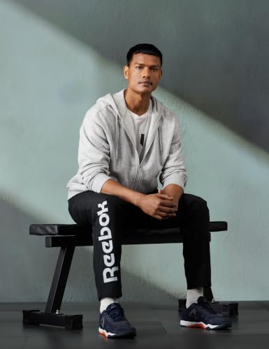 Image of Reebok Men's Woven Mesh Track Pants - Breathable Mesh Panels Gym Trackpants for Men | Training Running Payjama for Men | Athletic Pants - Elastic Drawcord Waistband