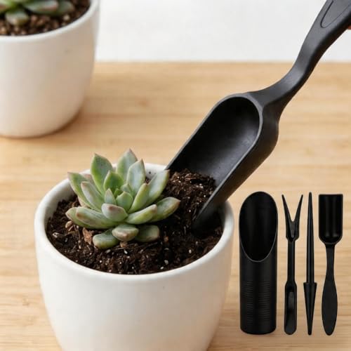 Cuchara para tierra de jardín y bonsái mini negra miniatura 3