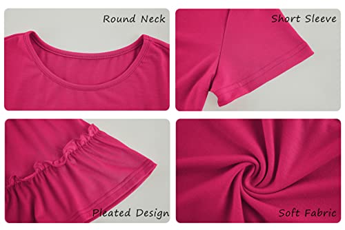 Image of Haloumoning Girls Crew Neck T Shirts Peplum Babydoll Tops Tees 4-15 Years | Girls T-Shirts, Casual Loose Tunic Tops, Cute Ruffle T Shirts, Short Sleeve Shirts, Long Sleeve Blouse