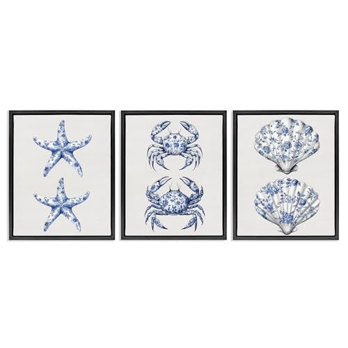 Toile de mer vintage Stupell Industries cadre noir salon