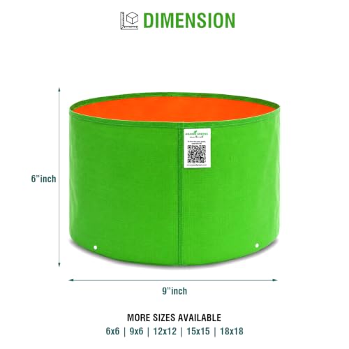 Image of Anandi Green's Premium HDPE Uv Protected 220 GSM Round Shaped Green Colour Plants Grow Bags Suitable for Terrace and Vegetable Gardening (Pack of 10, 9X6 INCH)