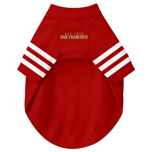 Image of San Francisco Dog Clothes Jersey Style Personalized Pet T Shirt with Custom Name Number for Small Medium Large Dogs