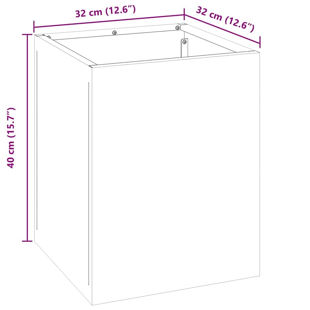 vidaXL Macetero de Jardín Negro 32 x 32 x 40 cm Acero Laminado en frío