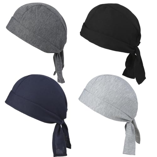 EIH1 Set da 4 Cappellino da Chef,Cappello Cucina Regolabile,Bandane Cucina per Cuoco Uomo,Cappelli Bandana Unisex Cucina Berretto da Lavoro per Adulti Fornai Hotel Ristorante