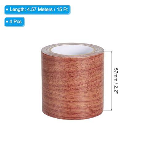 Image of PATIKIL Wood Grain Repair Tape 2.2 inch X15', 4 Pack Self Adhesive Realistic Textured Repair Tape Patch for Floor Door Table Cabinets Desk, Red Oak