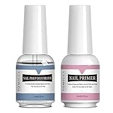 TOMICCA Nail Prep Dehydrator & Nail Primer, 2 x 15 ml Professional Nail Prep Primer Quick Air Drying for Gel Nail Polish and Acrylic Powder, Primer for Gel Nails