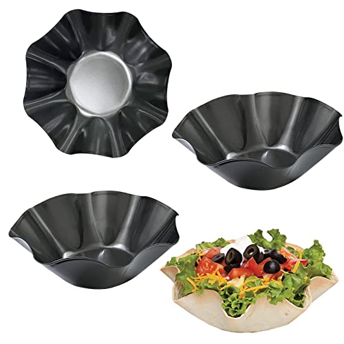 Skoxkoc Taco-Schalen-Formen, 21,3 cm, groß, antihaftbeschichtet, Karbonstahl, Tortilla-Form, Backformen, Tostada zum Braten von Salatschüsseln (3)
