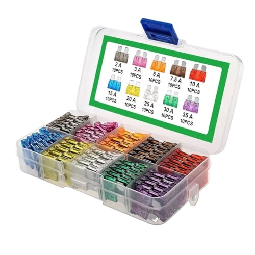 Kit de 100 fusibles para auto: 2A, 3A, 5A, 7.5A, 10A, 15A, 20A, 25A, 30A y 35A miniatura 3