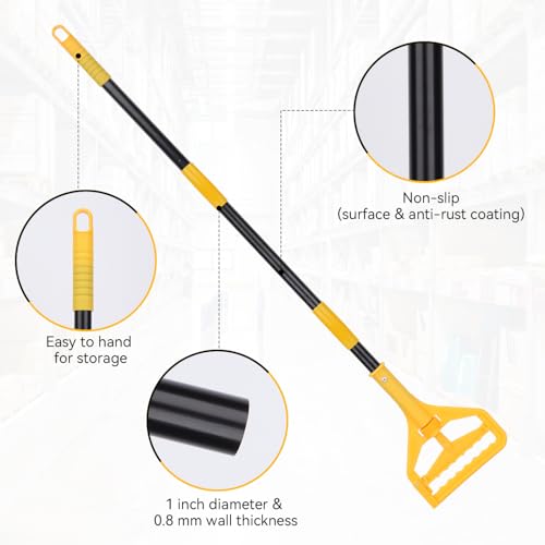 Image of Mop Handle Commercial Heavy Duty - 57 Inch Industrial Metal Mop Stick Replacement for Floor Cleaning - Professional Mops Head Replacement Holder