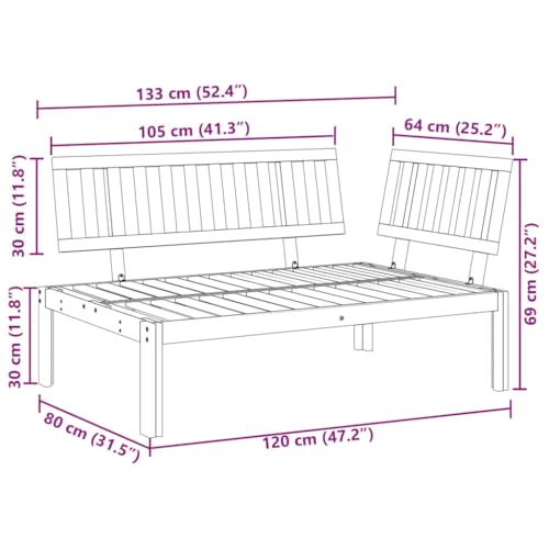 Canapé d'angle de jardin modulaire avec design à lattes en bois