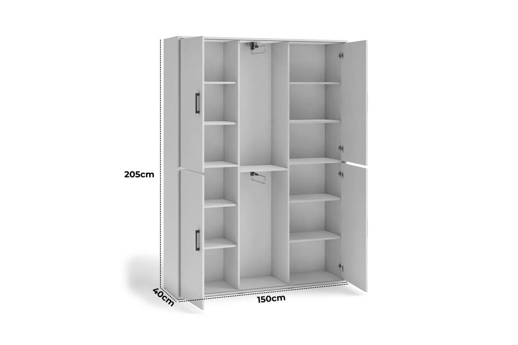 MargaretHadas24 Garderobenschrank Vanessa III 150 cm Garderobe Schrank Spiegel Schlafzimmer Jugendzimmer (Sonoma, 150 cm)
