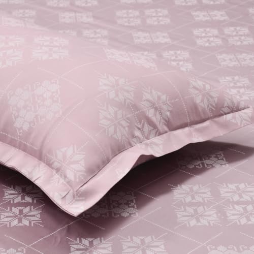 Image of Haus & Kinder King Size Bedsheet for Double Bed with 2 Pillow Covers 108 Inch x 108 Inch| Premium Soft & Silky Pure Cotton 300 TC Flat King Bedsheet | Opal Harmony Warm Grey