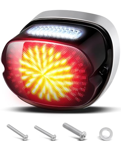 Image of Benlari LED Tail Rear Light, Turn Signal Brake License Plate Lights with Chrome Bracket Fit for Harley Davidson Touring Road Glide Street Glide Electra Glide Road King Heritage Dyna Sportster (Chrome)
