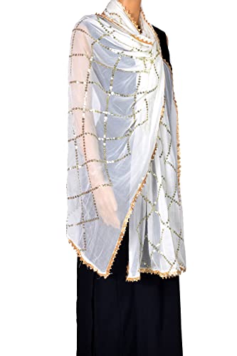 Chandrakala Chiffon Dupatta for Women, Shawl Scarf Wrap Chunni (D238-P)3