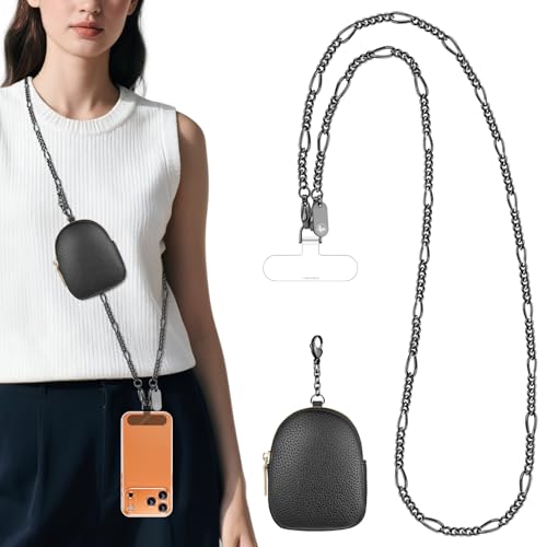 Cordon de téléphone avec pochette zippée et chaîne réglable ROCONTRIP