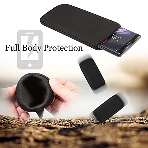 Black Neoprene Phone Sleeve, Waterproof Cell Phone Pouch Case Skin Cover For Samsung Galaxy S9 Plus S10 Plus S20 Plus A50S A51 A50, Iphone Xs Max 11 Pro Max, Blu G9, Lg V50 Anbernic Rg351M (L) #TOP3