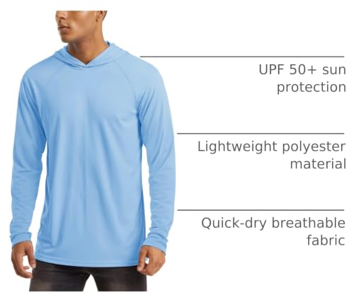 Image of MAGCOMSEN Men's Hooded UPF 50+ Sun Protection T Shirts Long Sleeve Athletic Fishing Shirts Rash Guards