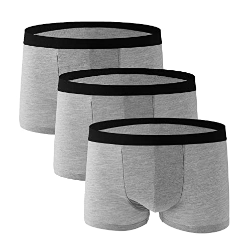 JEKE-DG Men's Solid Colour Boxer Briefs Athletic Comfortable Soft Underwear Comfort Flex Waistband Trunks,Multipacks (XX-Large,Grey-3pc)