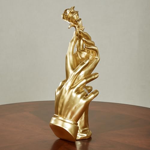 Escultura Moderna de Pareja con Rosa Dorada para Decoración miniatura 2