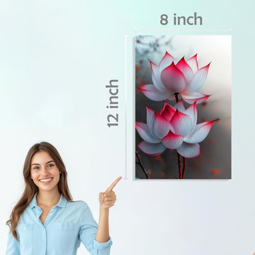 Image of SiddArtify Lotus Flower Wall Art Poster Print Set - Botanical Floral Decor for Living Room Bedroom Office - 8x12 inch Board Pack of 6