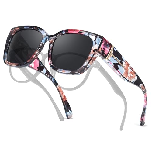 Xfeel Polarized Sunglasses Over Prescription Glasses for Women Men Oversized Fit Over Sunglasses for Driving with UV400