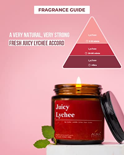 Image of AuraDecor Scented Jar Candle | Handpoured Soy Wax Candle with Long Lasting Burn Time | Premium Amber Jar Aromatherapy Candle | Ideal Gift for Home & Decor (Large, Juicy Lychee)