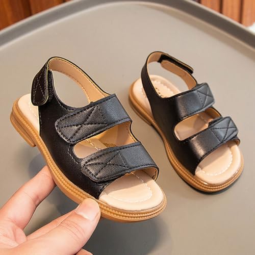 IWIHMIV Little Girls Sandals Kids Flat Open Toe Summer Casual Soft Soled Leather Sandals for Girls2