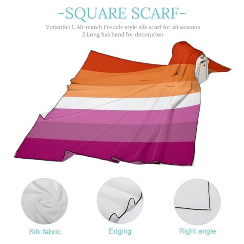 Lesbian Pride Flag Scarf For Women Silk Head Scarf Square Hair Scarves Shawls Hair Wraps Bandana Neckerchief Decor for Adult 27 * 27 Inches4