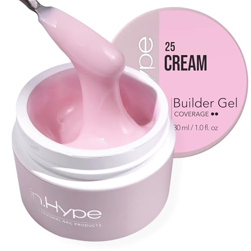 IN.HYPE UV/LED Professional Hard/Builder Gel for Nail Extension/Strengthening/Overlays File Off (Cream #25)