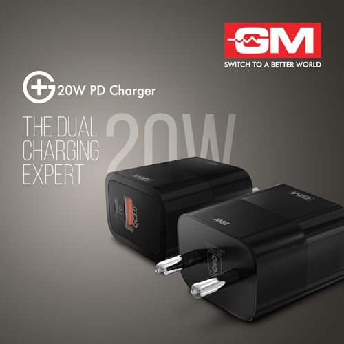 Image of GM G+ 20W Dual-Port Fast Charger | PD 3.0 + QC 3.0 + PPS | USB-C&A Dual Port | Smart Power Allocation | Advanced Protection for iPhone, Samsung, Pixel Series, Tablets,|1 Year Warranty