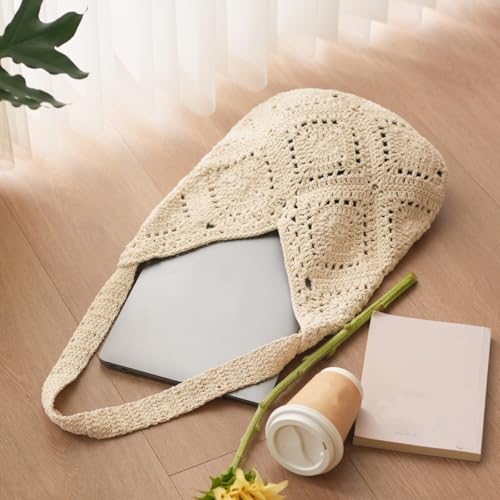 Women Cotton Woven Shoulder Bag Hollow Out Crochet Bohemian Summer Casual Beach Bag2