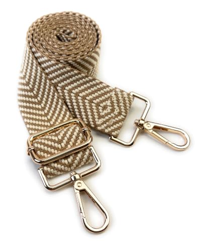 VersaKits Tan White Chevron Purse Strap 1-1/2'' Wide
