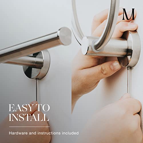 Image of MARMOLUX ACC 2-Pc Bathroom Hardware Set - Hand Towel Holder for Bathroom Wall - Toilet Paper Holder Stand Wall Mount - Towel Holder Hanger Rack Stainless Steel Bathroom Set Towel Ring - Brushed Steel