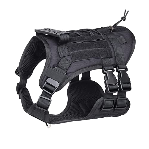 FEimaX Pettorina Cane Tattica, Non-Pull Imbracatura Militare per Cani di Piccola Media Grande, Gilet Regolabile con Maniglia e 2 Manici per Addestramento Passeggiate