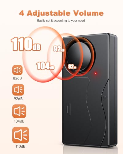 [Upgrade] Alarma para motocicleta WSDCAM 110dB, nueva sensibilidad 7 niveles, volumen ajustable 4 niveles, alarma inalámbrica con control remoto, alarma antirrobo para coche/bicicleta/vehículo, alarma fuerte para puerta/ventana miniatura 4
