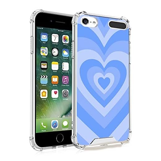 tharlet Cute iPod Touch 7 Case,iPod Touch 6 Case,iPod Touch 5 Case Clear Blue Love Heart for Women Girls Ultra Thin Shockproof Slim Soft TPU Bumper Protective Cover for iPod Touch 5th / 6th / 7th Gen
