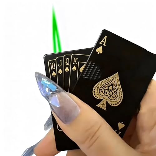Luxus Gas Feuerzeug aus Metall. Spielkarten Style - Winddicht, nachfüllbar (Kartenspiel) (Schwarz) Luxus Gas Feuerzeug aus Metall. Spielkarten Style - Winddicht, nachfüllbar (Kartenspiel) (Schwarz)