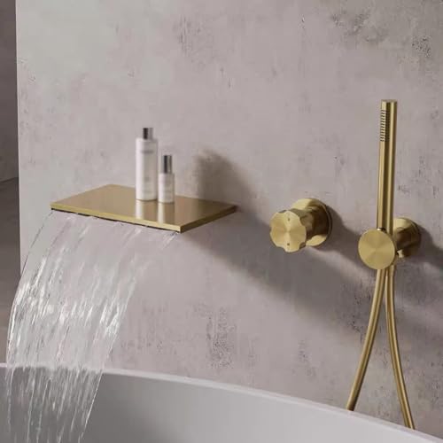 Mélangeur dissimulé de bain cascade et ensemble de douche mural gris LWX - 2