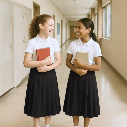 Falda plisada escolar para niñas ligera y suave hasta la rodilla 7