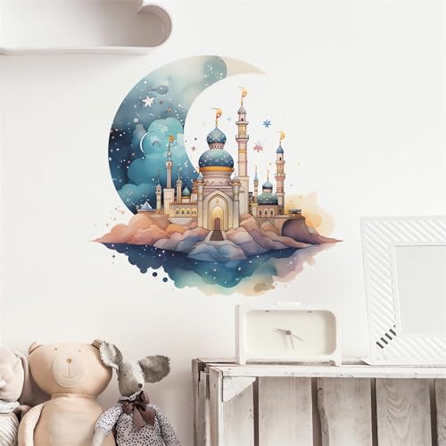 Vinilo decorativo mural Castillo azul para pared infantil